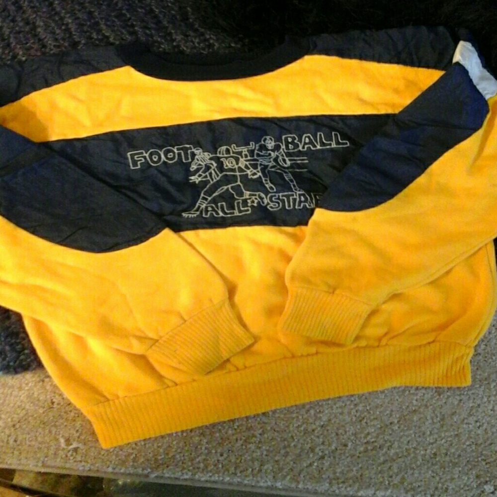 🔴 5/$15 Yellow Football Sweatshirt Blue Stripe